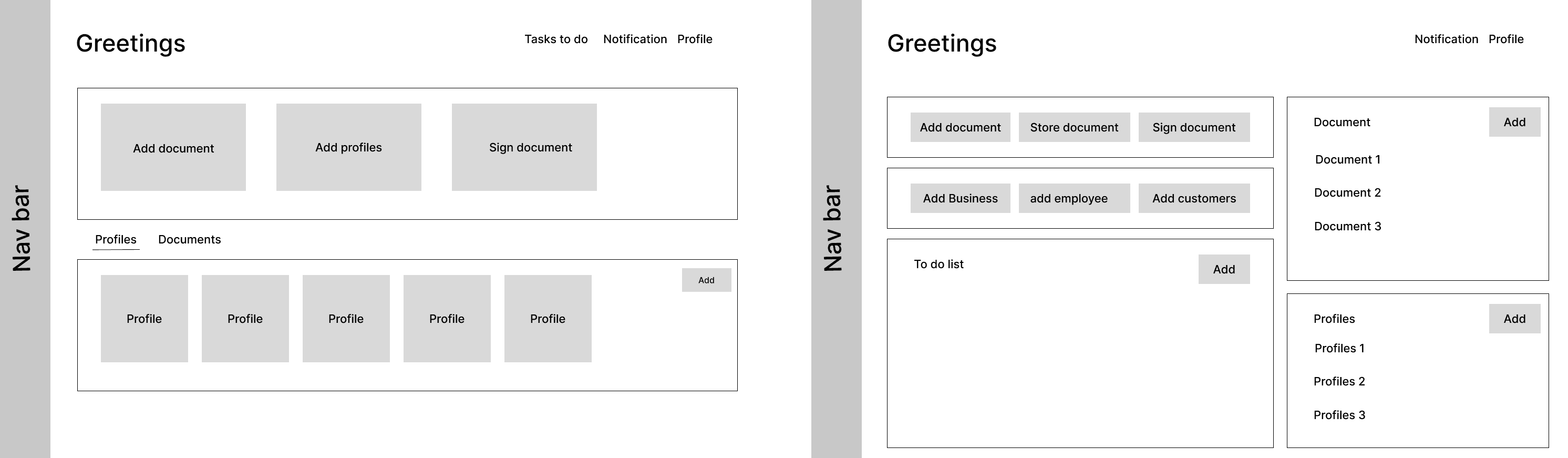 The two homepage sketches tested with users and the investor