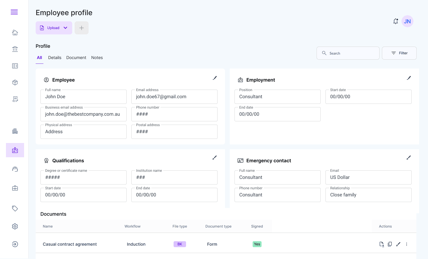 Final employee profile design